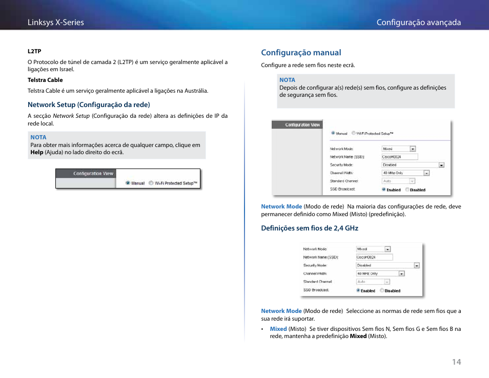 Configuração manual, 14 configuração avançada linksys x-series | Linksys X-Series User Manual | Page 498 / 765