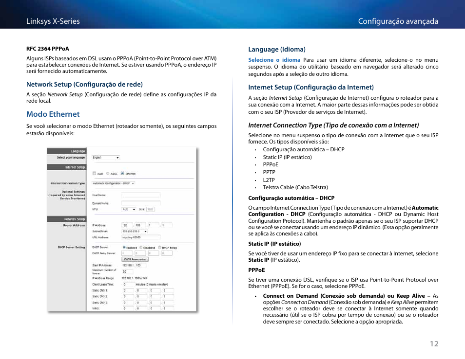 Modo ethernet, 12 configuração avançada linksys x-series | Linksys X-Series User Manual | Page 524 / 765