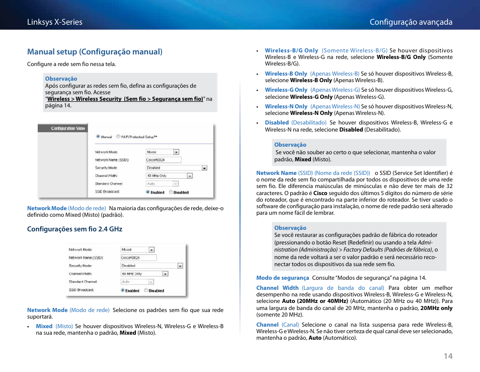 Manual setup (configuração manual) | Linksys X-Series User Manual | Page 526 / 765