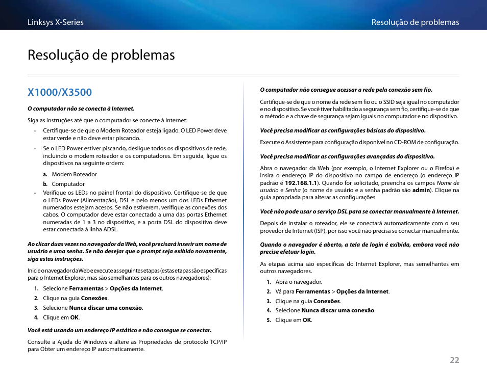 Resolução de problemas, X1000/x3500 | Linksys X-Series User Manual | Page 534 / 765
