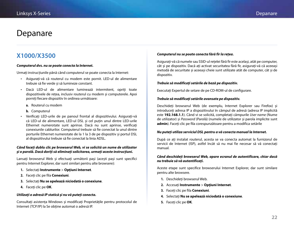 Depanare, X1000/x3500, 22 depanare linksys x-series 22 | Linksys X-Series User Manual | Page 562 / 765