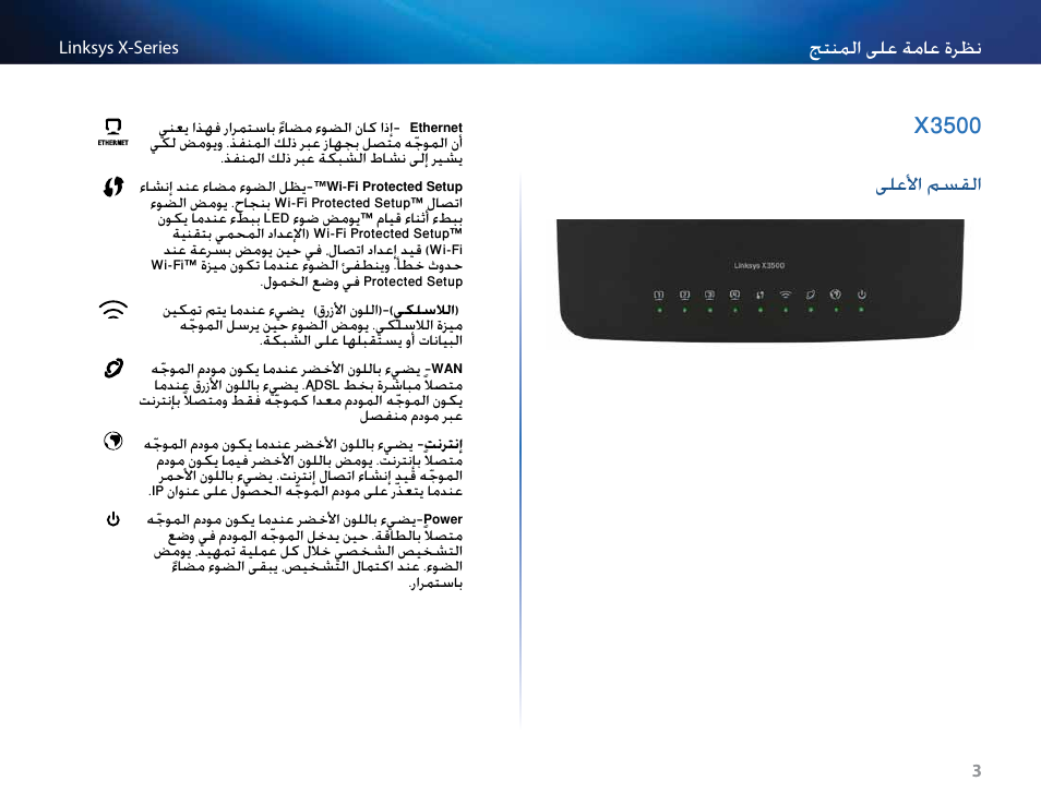 X3500, القسم الأعلى, 3 x3500 | ىلعلأا مسقلا, نتنملا ىلع ةملع ةرتن | Linksys X-Series User Manual | Page 6 / 765