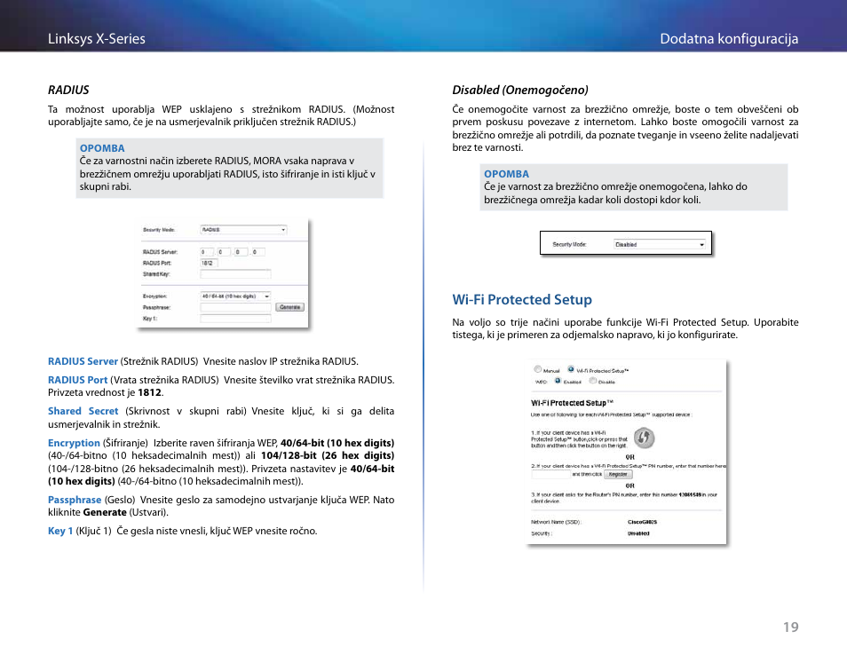 Wi-fi protected setup, 19 dodatna konfiguracija linksys x-series | Linksys X-Series User Manual | Page 617 / 765