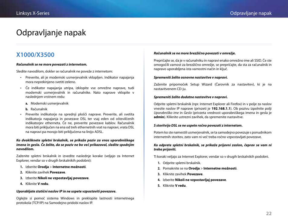 Odpravljanje napak, X1000/x3500 | Linksys X-Series User Manual | Page 620 / 765