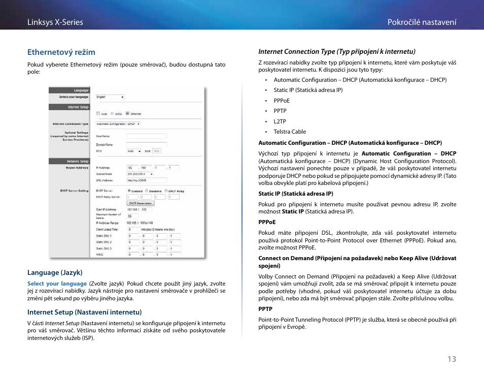 Ethernetový režim | Linksys X-Series User Manual | Page 73 / 765