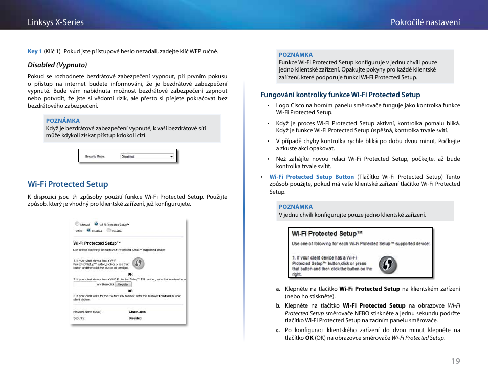 Wi-fi protected setup, 19 pokročilé nastavení linksys x-series | Linksys X-Series User Manual | Page 79 / 765