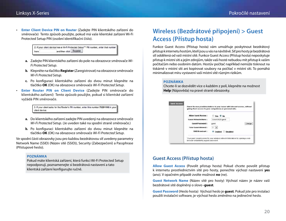 Guest access (přístup hosta), 20 pokročilé nastavení linksys x-series | Linksys X-Series User Manual | Page 80 / 765