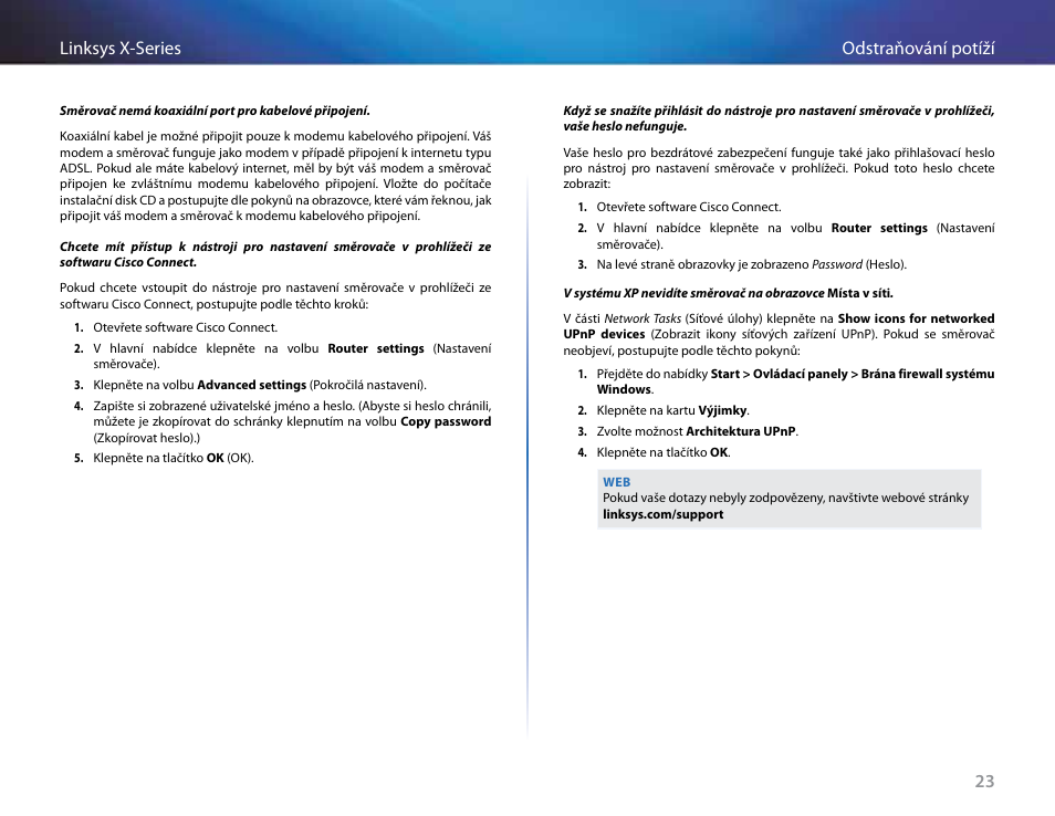 23 odstraňování potíží linksys x-series | Linksys X-Series User Manual | Page 83 / 765