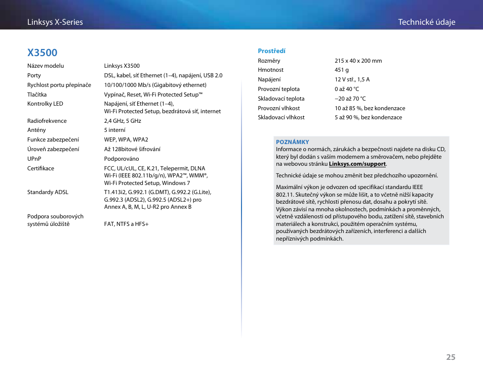 X3500, 25 technické údaje linksys x-series 25 | Linksys X-Series User Manual | Page 85 / 765