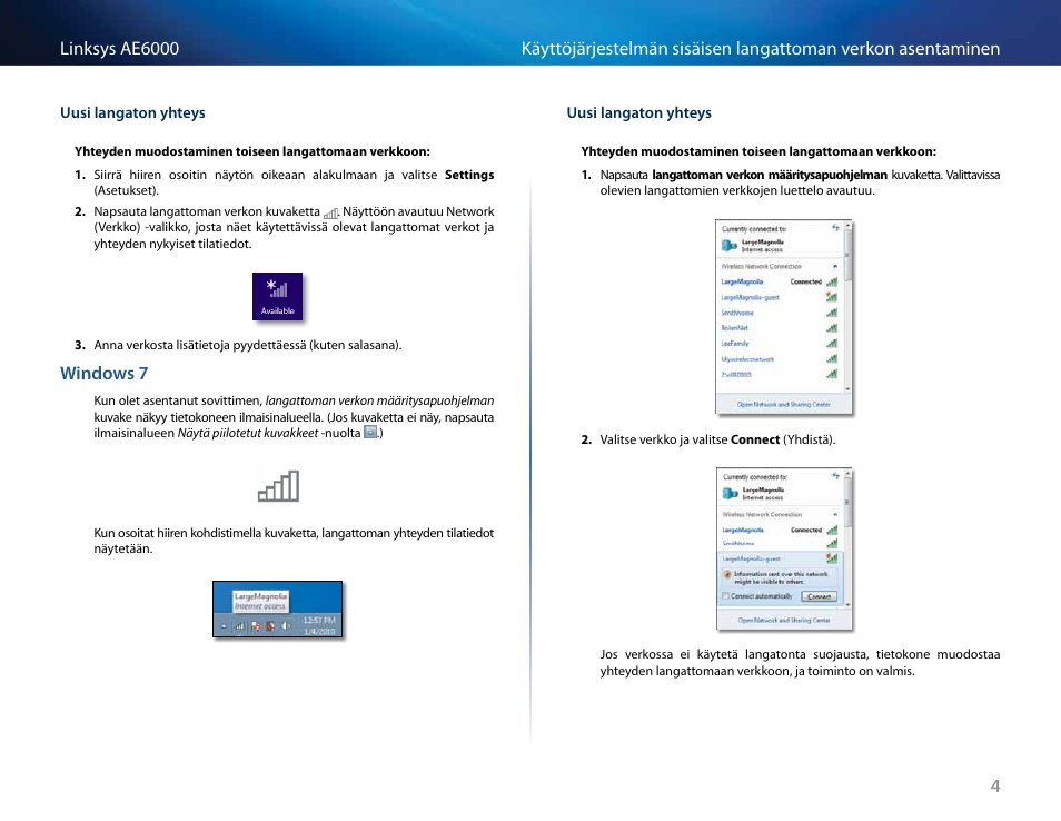 Windows﻿7﻿sivulla﻿4 | Linksys AE6000 User Manual | Page 118 / 364