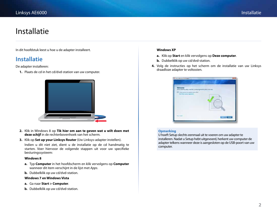 Installatie | Linksys AE6000 User Manual | Page 200 / 364