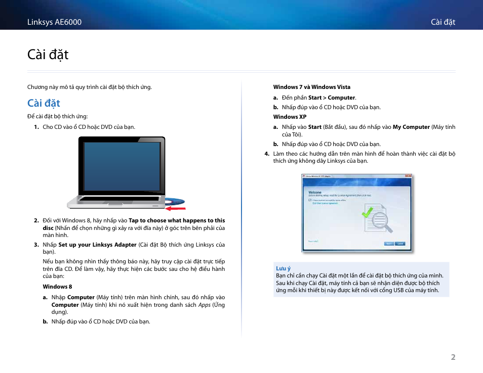 Cài đặt | Linksys AE6000 User Manual | Page 354 / 364