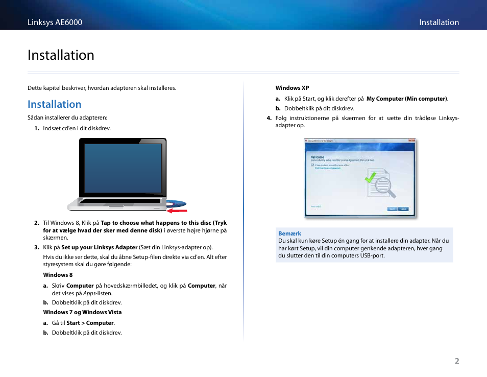 Installation | Linksys AE6000 User Manual | Page 46 / 364