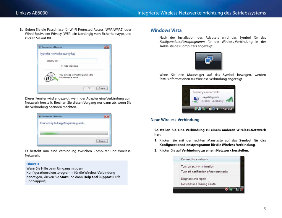 Windows﻿vista“﻿auf﻿seite﻿5 | Linksys AE6000 User Manual | Page 63 / 364