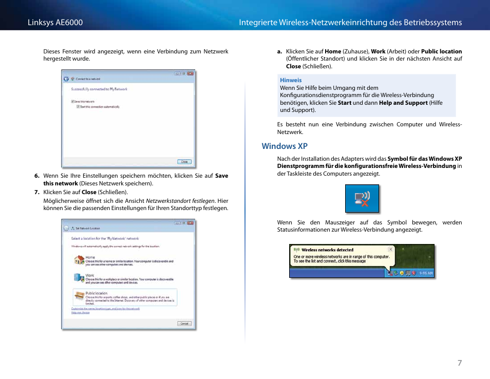 Windows﻿xp“﻿auf﻿seite﻿7 | Linksys AE6000 User Manual | Page 65 / 364