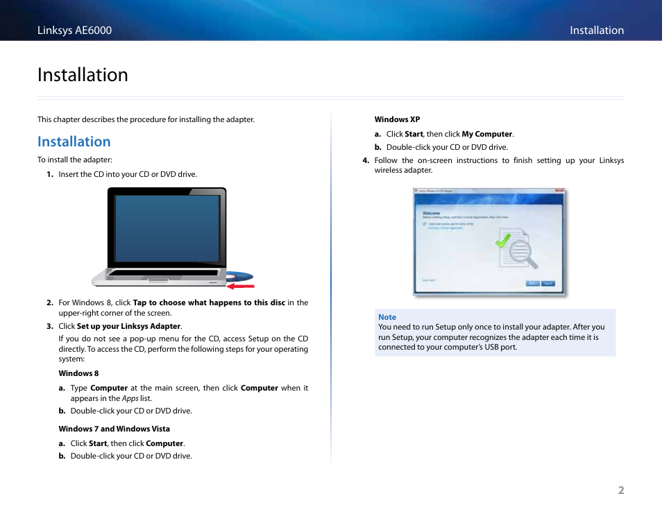 Installation | Linksys AE6000 User Manual | Page 88 / 364