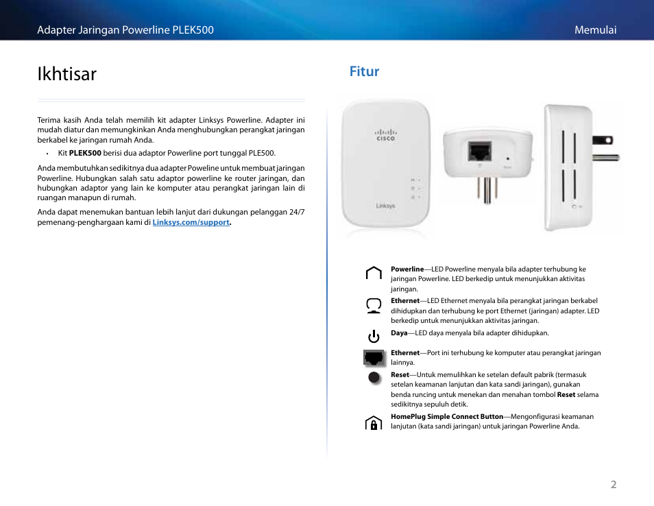 Ikhtisar, Fitur | Linksys PLEK500 User Manual | Page 123 / 270