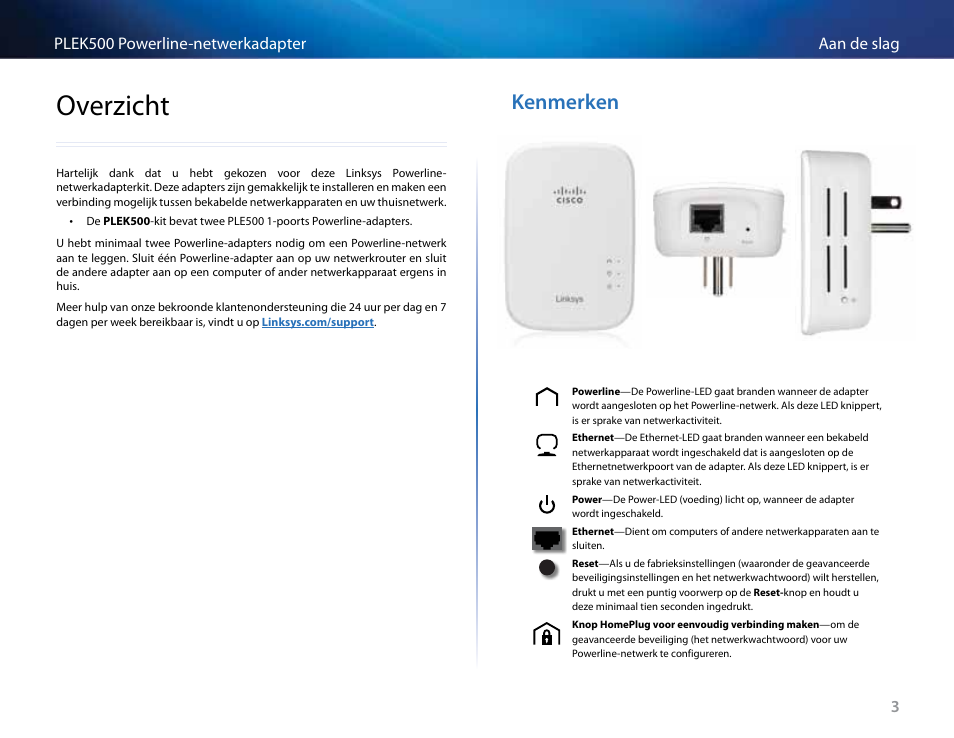 Overzicht, Kenmerken | Linksys PLEK500 User Manual | Page 143 / 270
