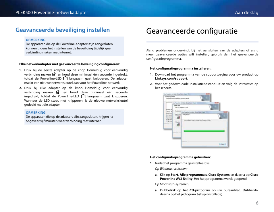 Geavanceerde beveiliging instellen, Geavanceerde configuratie, Geavanceerde .beveiliging .instellen | Geavanceerde .configuratie | Linksys PLEK500 User Manual | Page 146 / 270