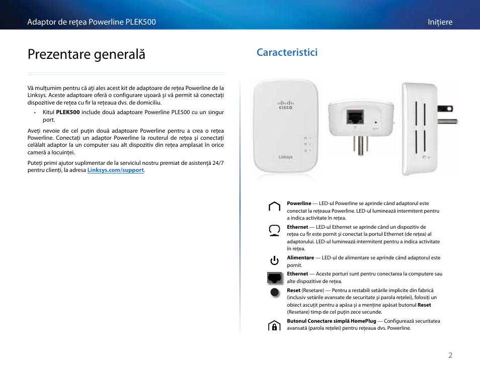 Prezentare generală, Caracteristici | Linksys PLEK500 User Manual | Page 193 / 270