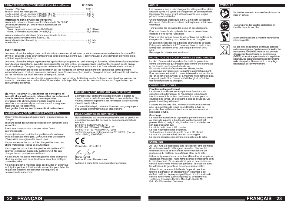 Français | Milwaukee M12 PCG User Manual | Page 12 / 37