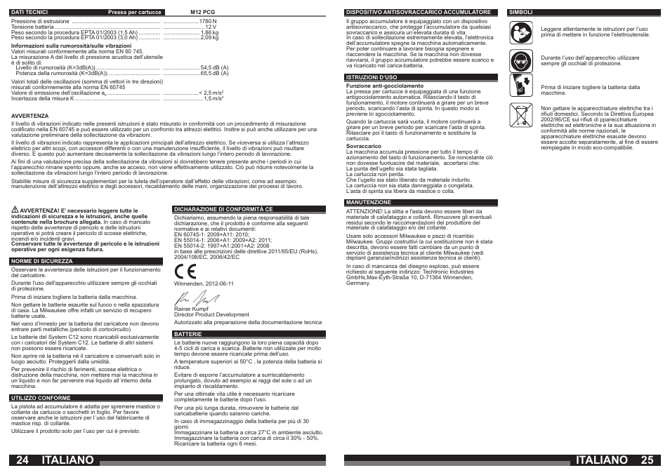 Italiano | Milwaukee M12 PCG User Manual | Page 13 / 37