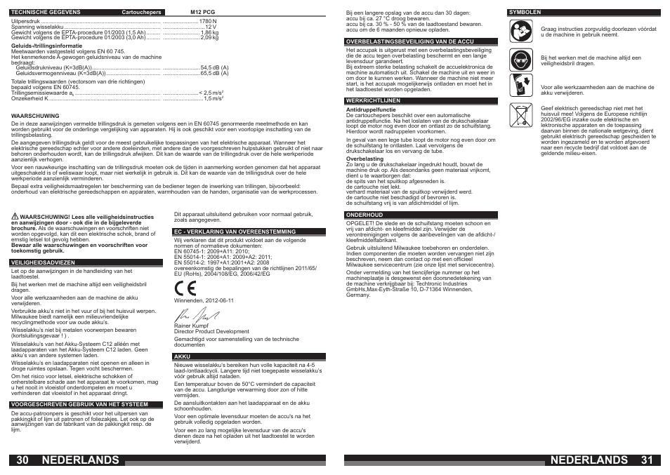 Nederlands | Milwaukee M12 PCG User Manual | Page 16 / 37