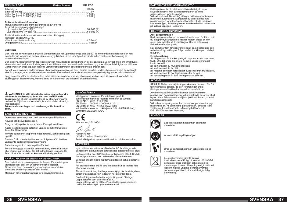 Svenska | Milwaukee M12 PCG User Manual | Page 19 / 37