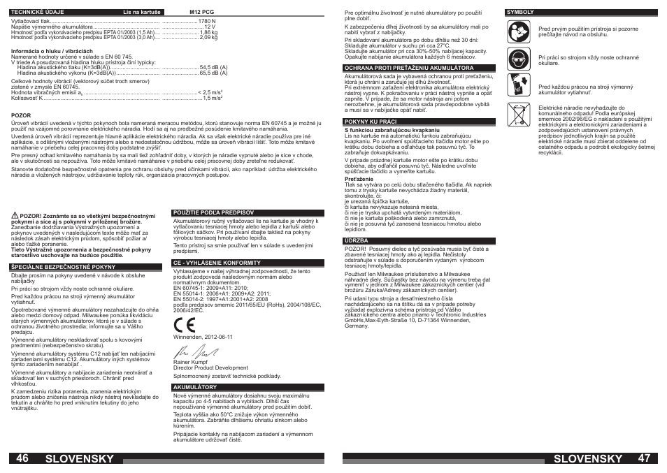 Slovensky | Milwaukee M12 PCG User Manual | Page 24 / 37