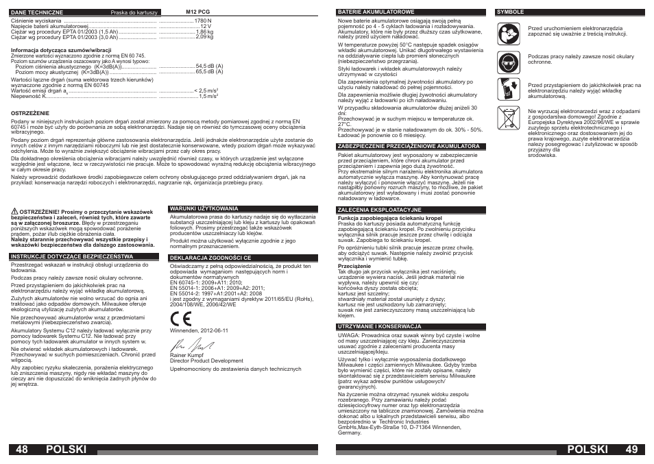 Polski | Milwaukee M12 PCG User Manual | Page 25 / 37