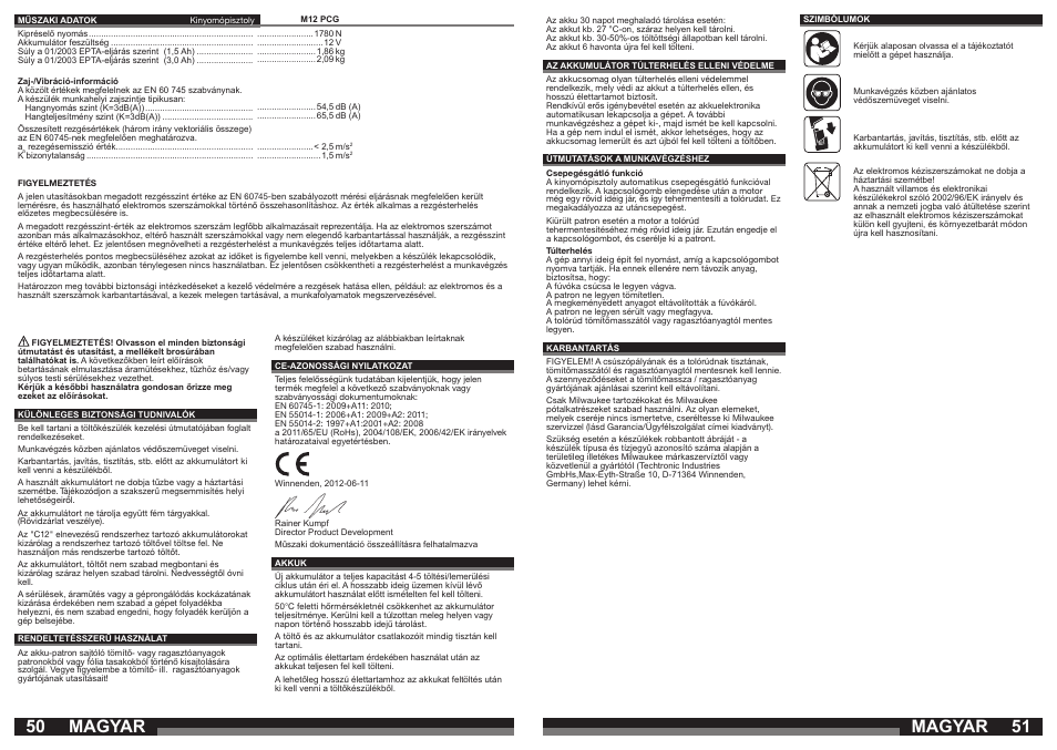 Magyar | Milwaukee M12 PCG User Manual | Page 26 / 37