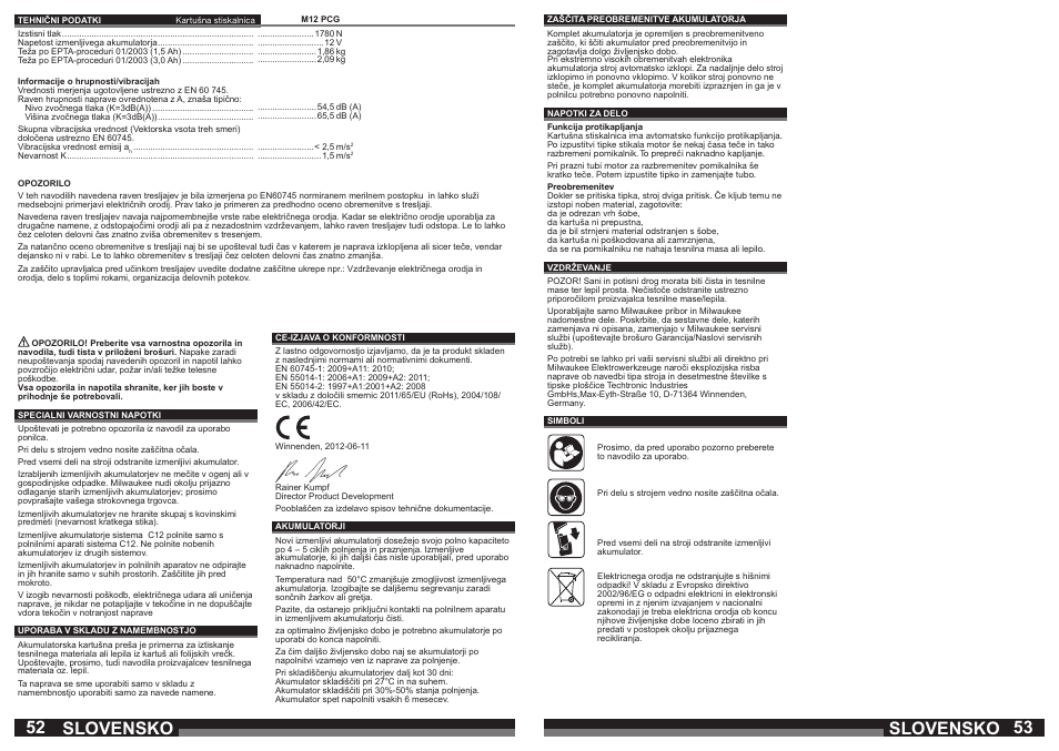 Slovensko | Milwaukee M12 PCG User Manual | Page 27 / 37