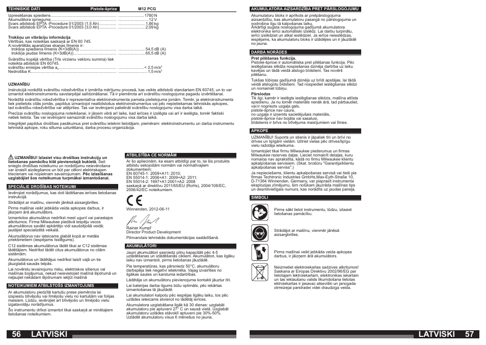 Latviski | Milwaukee M12 PCG User Manual | Page 29 / 37