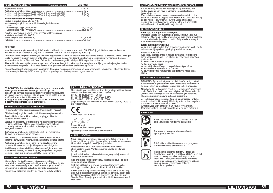 Lietuviškai | Milwaukee M12 PCG User Manual | Page 30 / 37