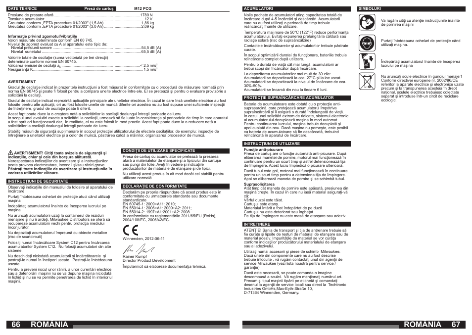 România | Milwaukee M12 PCG User Manual | Page 34 / 37