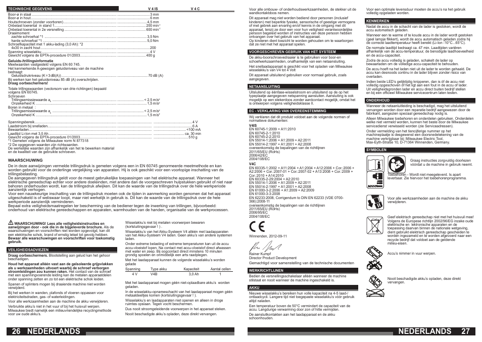 Nederlands | Milwaukee V 4 C User Manual | Page 14 / 35
