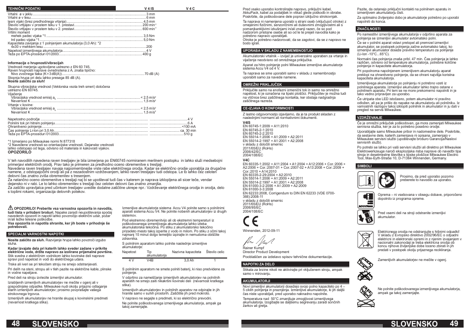 Slovensko | Milwaukee V 4 C User Manual | Page 25 / 35