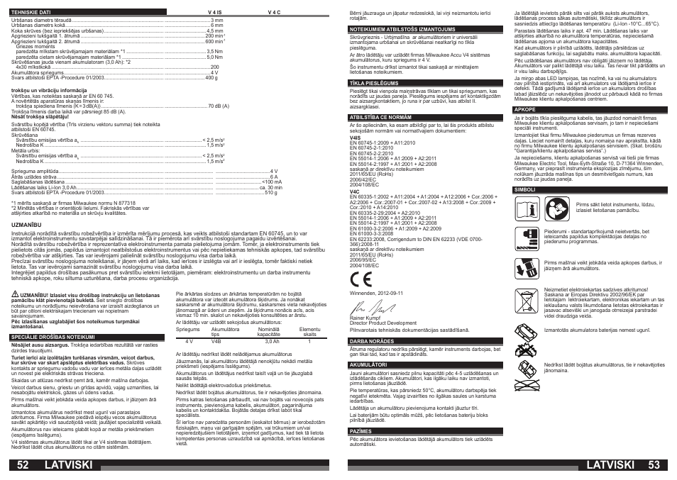 Latviski | Milwaukee V 4 C User Manual | Page 27 / 35