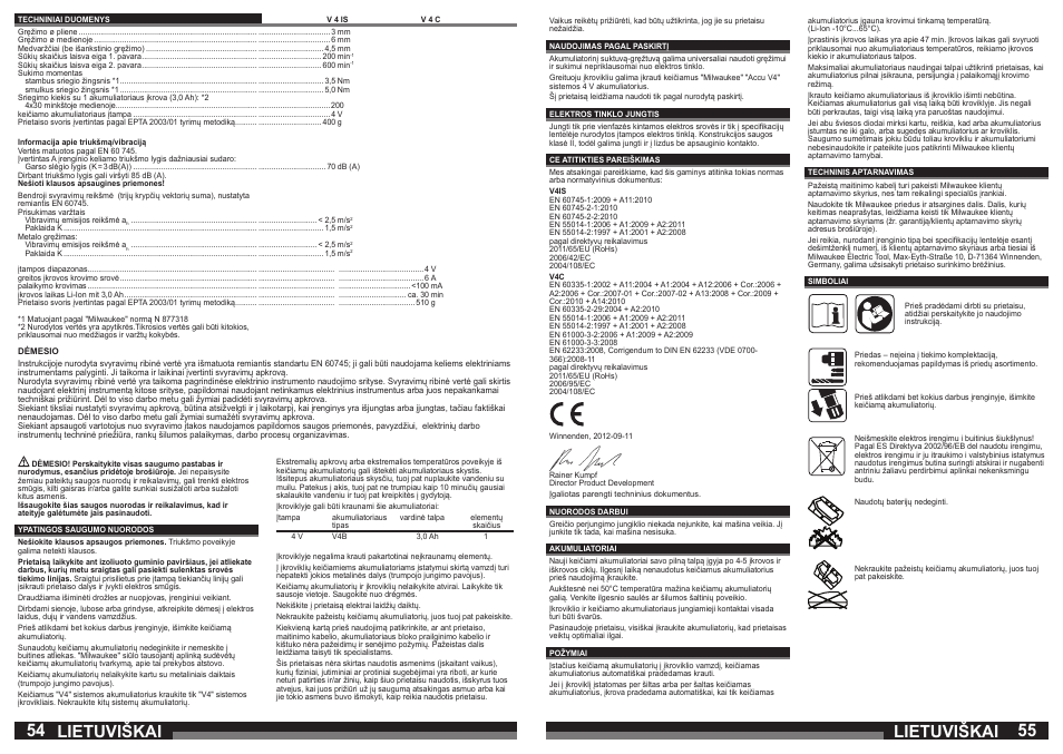 Lietuviškai | Milwaukee V 4 C User Manual | Page 28 / 35