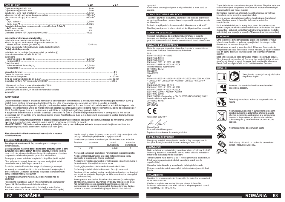 România | Milwaukee V 4 C User Manual | Page 32 / 35