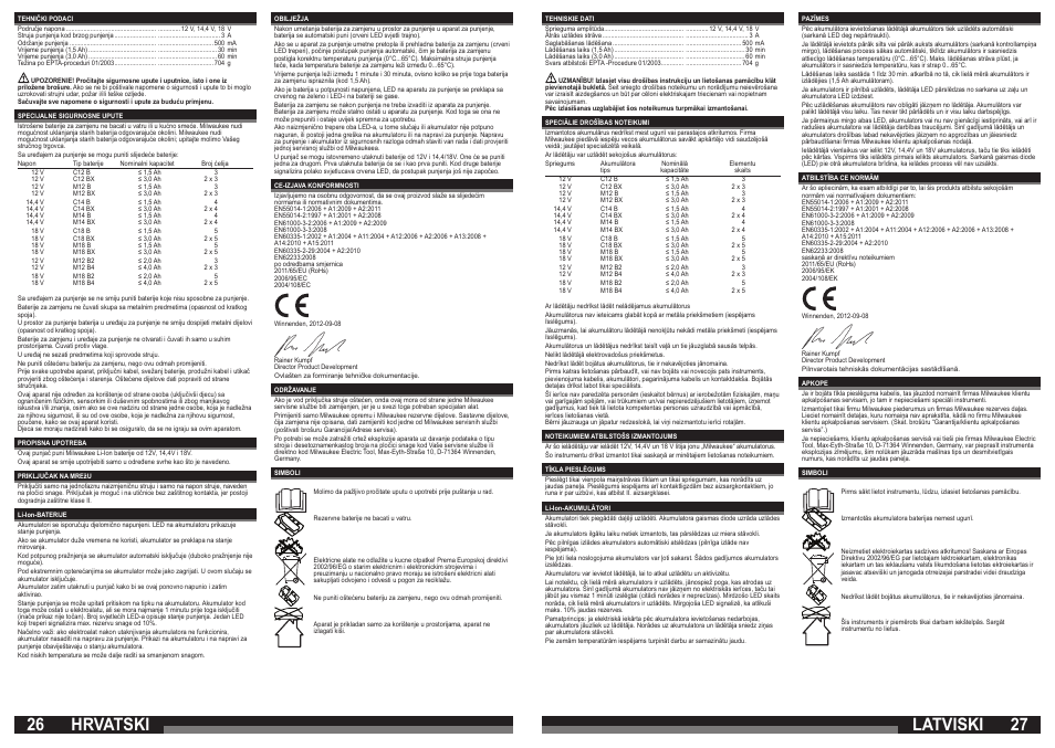 Latviski, Hrvatski | Milwaukee M12-18 C User Manual | Page 14 / 19