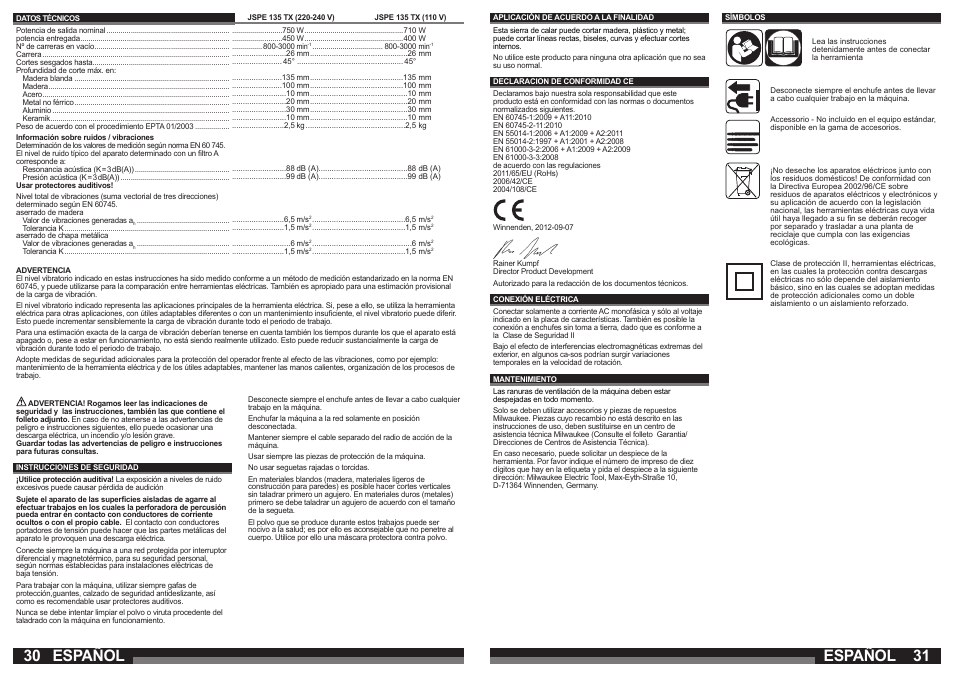 Español | Milwaukee JSPE 135 TX User Manual | Page 16 / 41