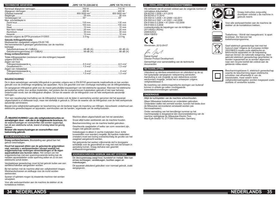 Nederlands | Milwaukee JSPE 135 TX User Manual | Page 18 / 41