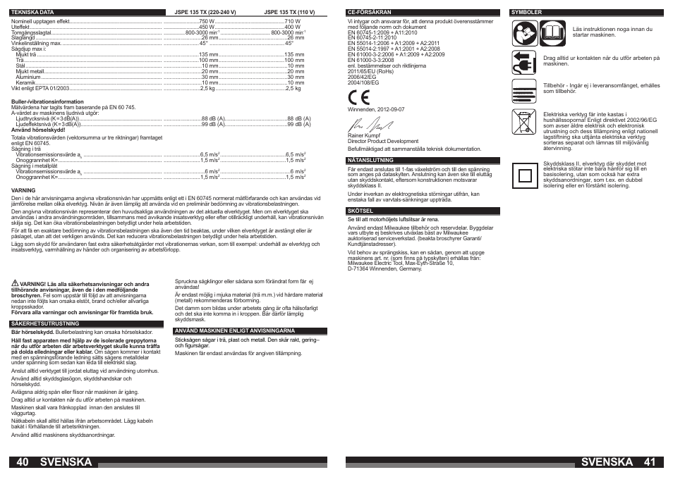 Svenska | Milwaukee JSPE 135 TX User Manual | Page 21 / 41