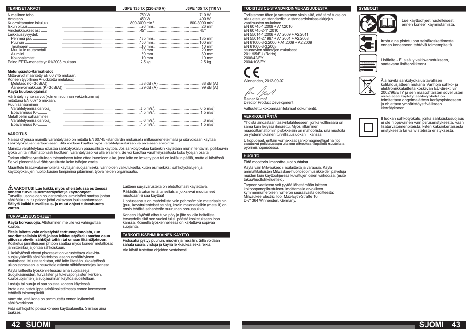 Suomi | Milwaukee JSPE 135 TX User Manual | Page 22 / 41