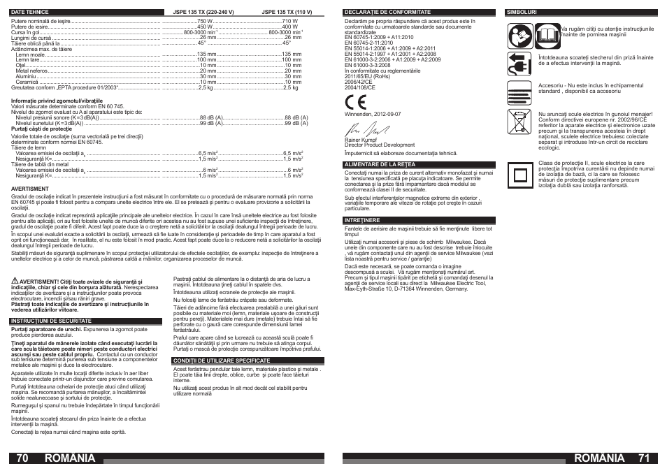 România | Milwaukee JSPE 135 TX User Manual | Page 36 / 41