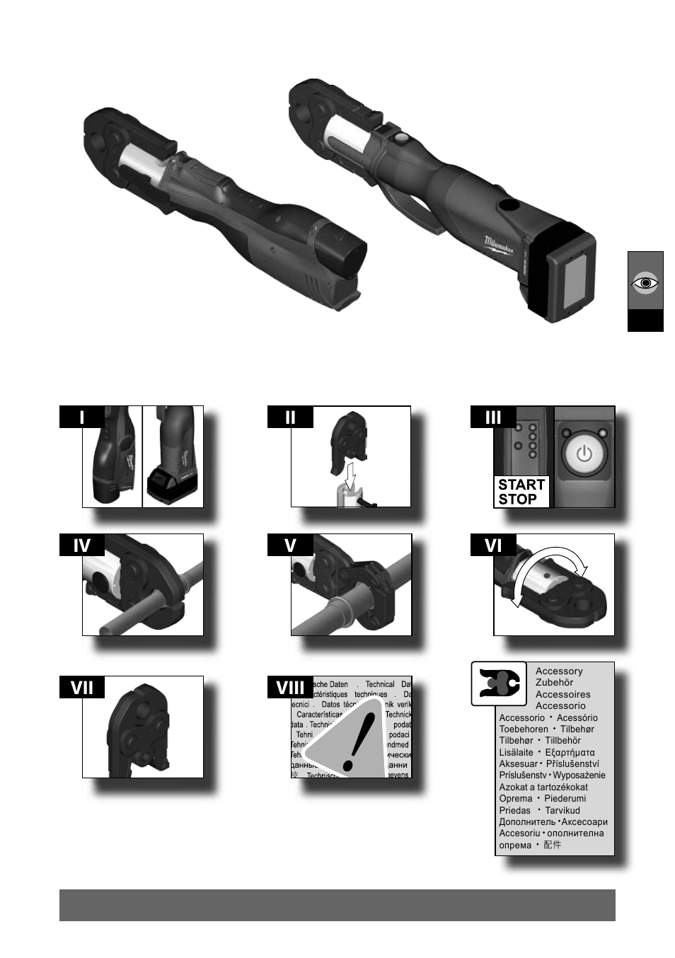 Viii iii, Ii i iv v vii vi | Milwaukee M18 HPT User Manual | Page 4 / 101