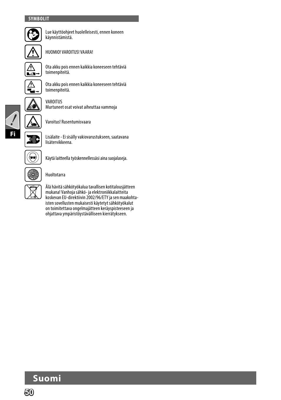 Suomi | Milwaukee M18 HPT User Manual | Page 53 / 101