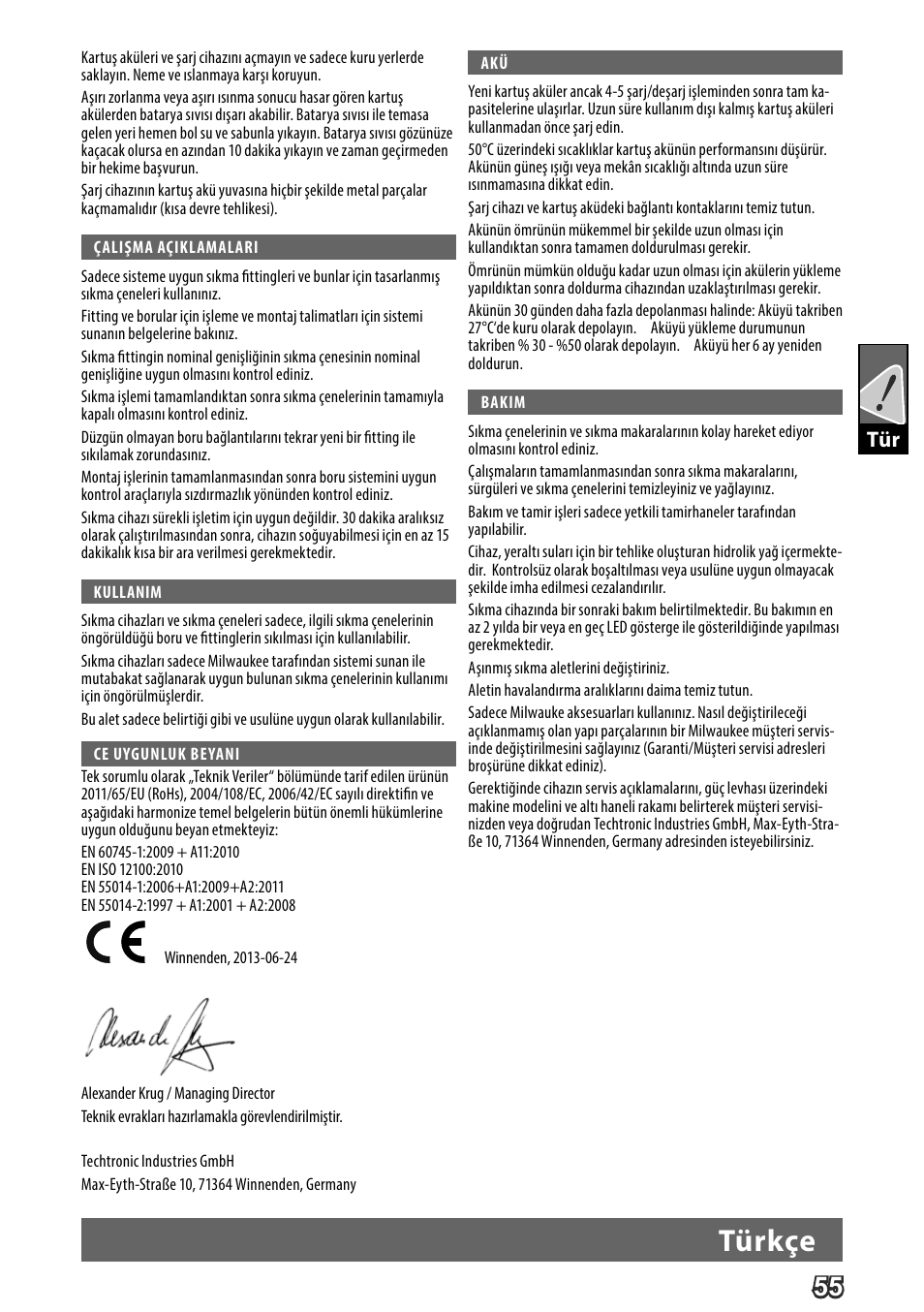 Türkçe | Milwaukee M18 HPT User Manual | Page 58 / 101