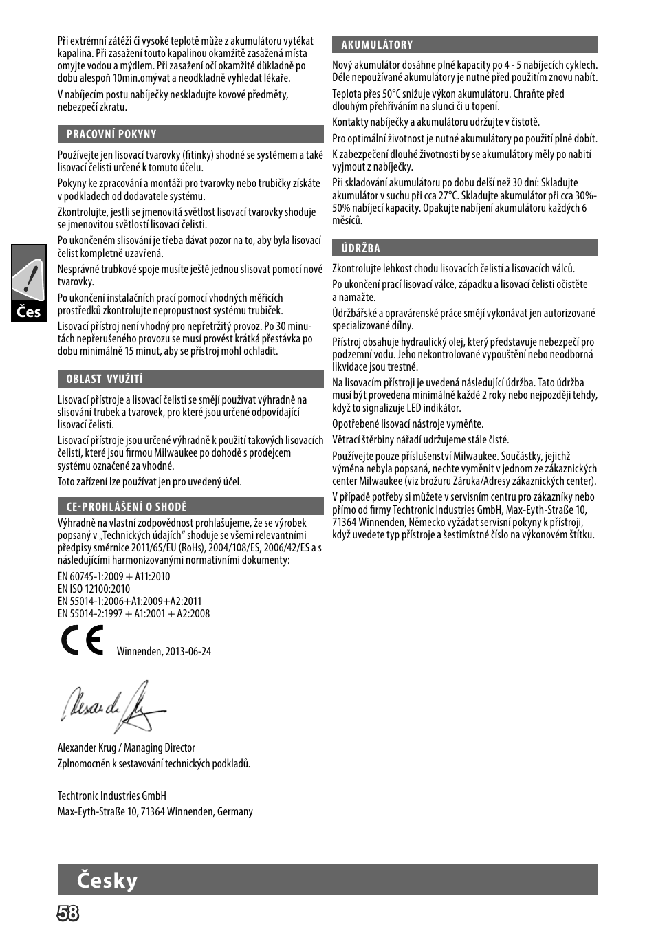 Česky | Milwaukee M18 HPT User Manual | Page 61 / 101